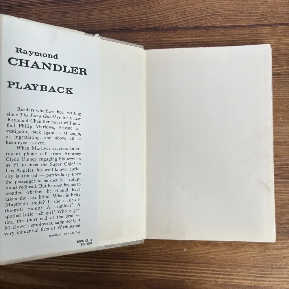 Playback Raymond Chandler 1958 BCE Hardcover Dust Jacket Philip Marlowe Novel